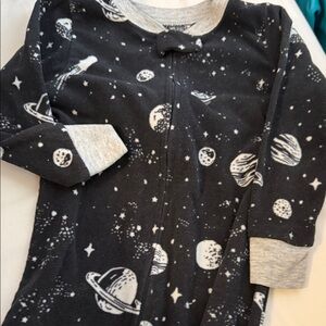 Carters Space-Themed Black and Gray Fleece Footie Pajamas 2T